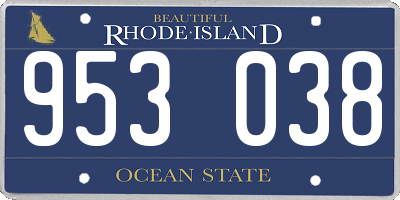 RI license plate 953038