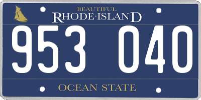 RI license plate 953040