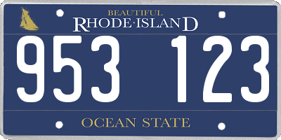 RI license plate 953123