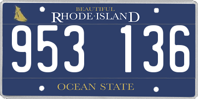 RI license plate 953136