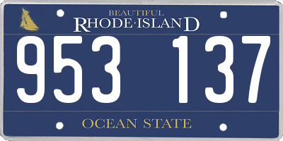 RI license plate 953137