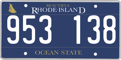 RI license plate 953138