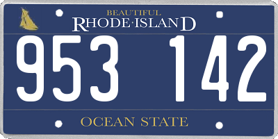 RI license plate 953142