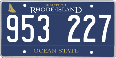 RI license plate 953227