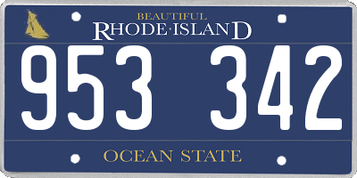 RI license plate 953342