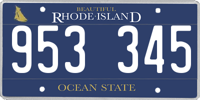 RI license plate 953345