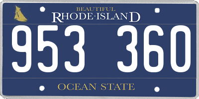 RI license plate 953360