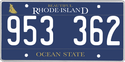 RI license plate 953362