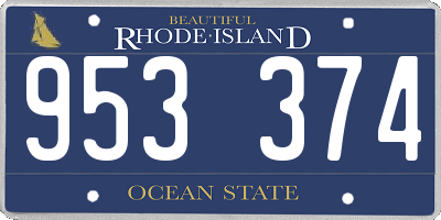 RI license plate 953374