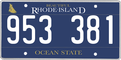 RI license plate 953381
