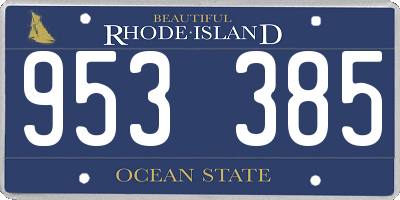 RI license plate 953385