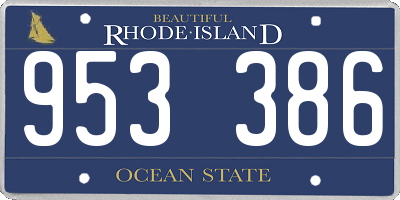 RI license plate 953386