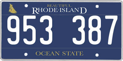 RI license plate 953387