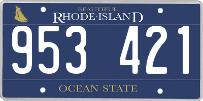 RI license plate 953421