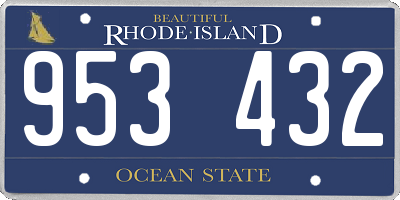 RI license plate 953432