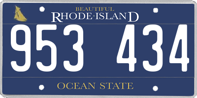 RI license plate 953434