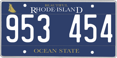RI license plate 953454