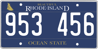 RI license plate 953456