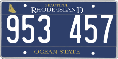 RI license plate 953457