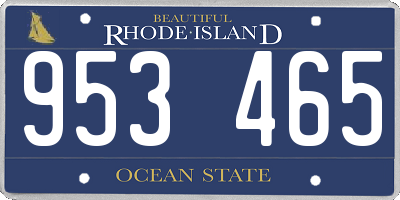 RI license plate 953465