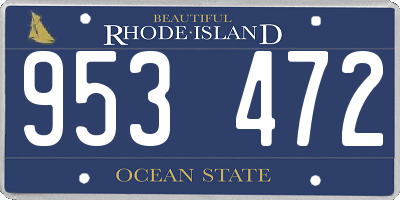 RI license plate 953472
