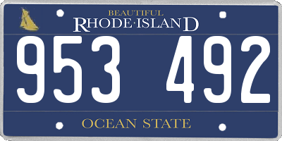 RI license plate 953492