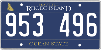 RI license plate 953496