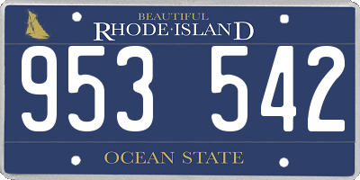 RI license plate 953542