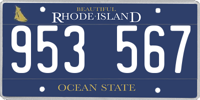 RI license plate 953567