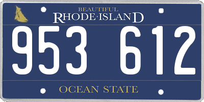 RI license plate 953612