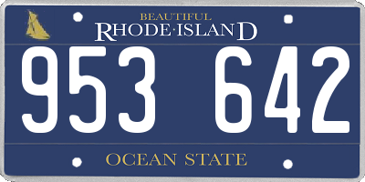 RI license plate 953642