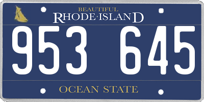 RI license plate 953645