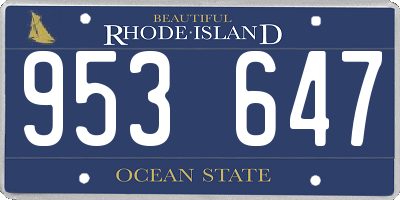 RI license plate 953647