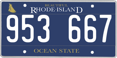 RI license plate 953667
