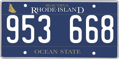 RI license plate 953668