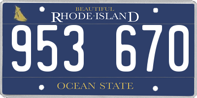 RI license plate 953670