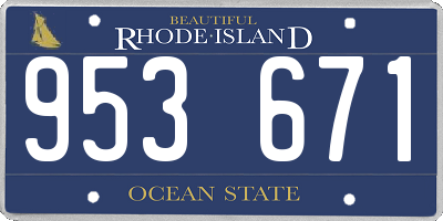 RI license plate 953671