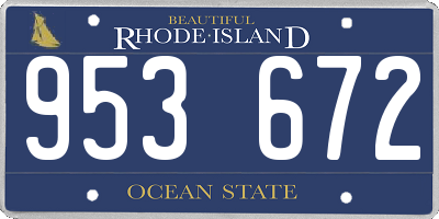 RI license plate 953672