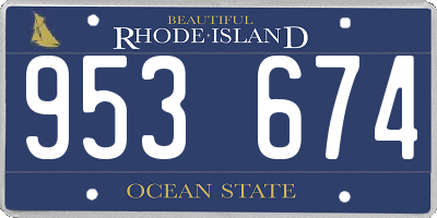 RI license plate 953674
