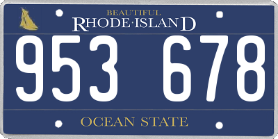 RI license plate 953678