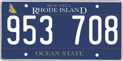 RI license plate 953708