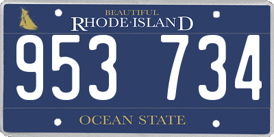 RI license plate 953734