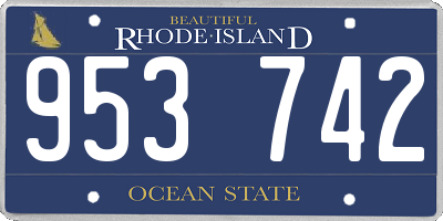 RI license plate 953742