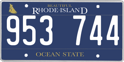 RI license plate 953744
