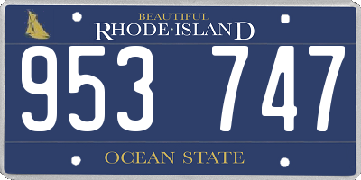 RI license plate 953747