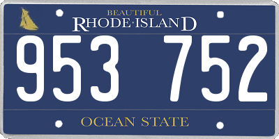 RI license plate 953752