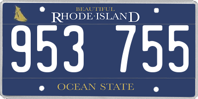 RI license plate 953755