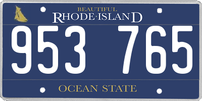 RI license plate 953765