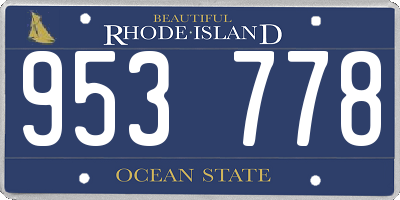 RI license plate 953778