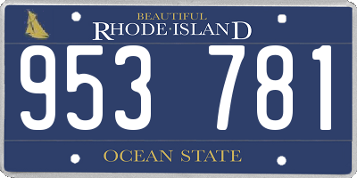 RI license plate 953781